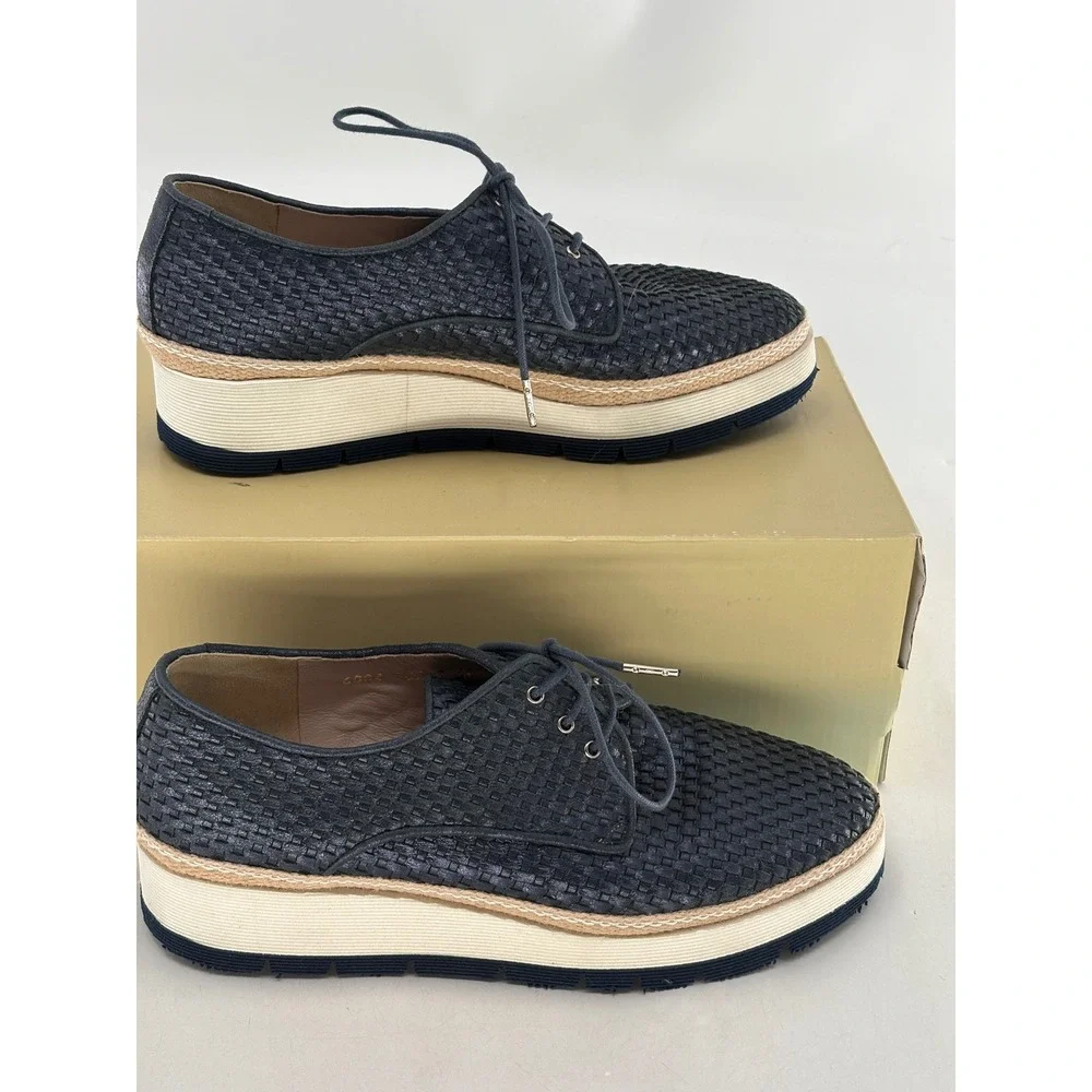 Pons Quintana Shoes Espadrille Women Size‎ 36 / 6 Blue Metallic Oxford Platform